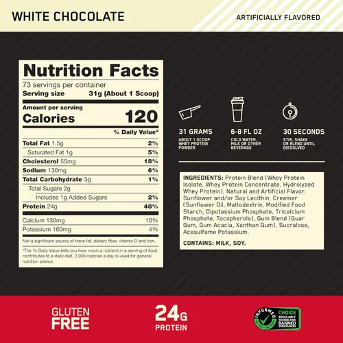 Miniatura 3 de Optimum Nutrition Estándar dorado 100% Proteína de Suero de Leche en Polvo, Pie de lima, 1.8 Libra