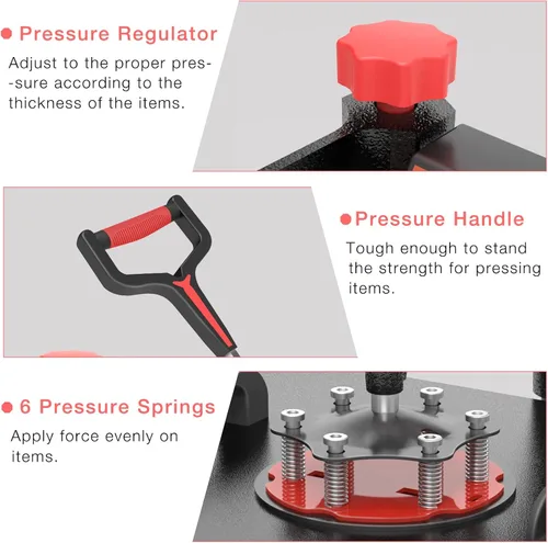 Miniatura 8 de OIIEE Máquina de prensa de calor 8 en 1 combinada prensa de calor de 15 x 15 pulgadas, máquina de transferencia de calor de 360 grados, impresión