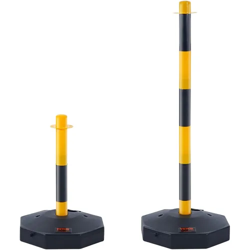 Miniatura 9 de VEVOR Conos de poste delineador de tráfico ajustable, paquete de 4, barrera delineadora de seguridad de tráfico con base rellenable de 8 pies