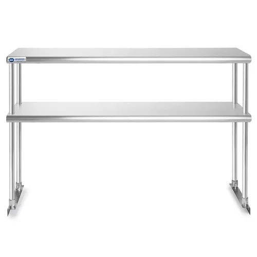 Miniatura 4 de GRIDMANN NSF Estante comercial de acero inoxidable de 2 niveles con sobre-estante doble de 48 pulgadas x 12 pulgadas para mesa de preparación