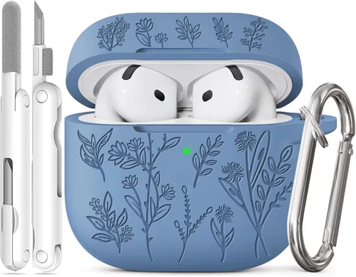 Miniatura 64 de Funda para Airpods Pro 3 con tapa magnética, fundas grabadas con flores para Apple AirPods Pro de 3ª generación 2025, funda de silicona suave