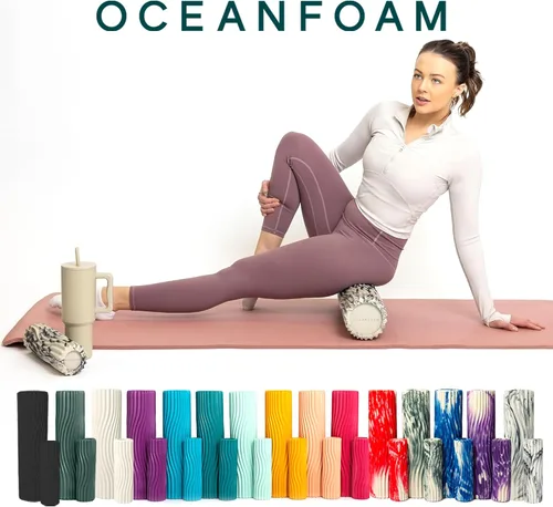Miniatura 9 de Oceanfoam Ripple - Rodillo de espuma de viaje (11 x 3.35 pulgadas), mini rodillo de espuma firme para terapia física, masaje de tejido profundo