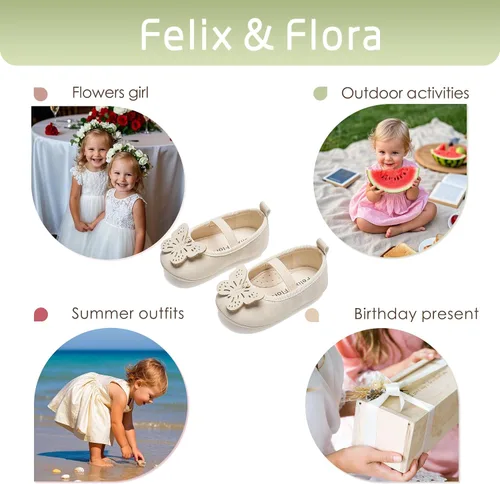 Miniatura 216 de Felix & Flora Zapatos de bebé de suela suave - Zapatos de bebé para caminar, mocasines, suela de goma, zapatos de cuna