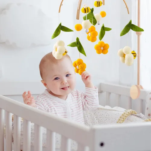 Miniatura 3 de Baby Bee & Flower - Cuna y moisés móvil – Decoración relajante de guardería para niñas y niños – A partir de 0 años rocket