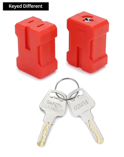 Miniatura 2 de QWORK Dispositivo de bloqueo del enchufe del cable eléctrico, 2 paquetes de bloqueo de enchufe de seguridad, con llaves diferentes, se ajusta a