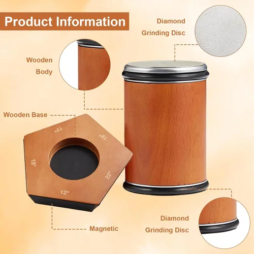 Miniatura 3 de Kit de afilador de cuchillos rodantes – 5 ángulos magnéticos (12°/15°/17°/19°/22°) – Herramienta profesional de afilar cuchillos rodantes con discos