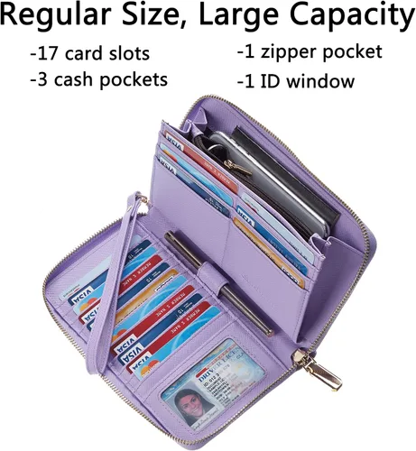 Miniatura 5 de Chelmon - Monedero para mujer de cuero genuino con bloqueo de señal RFID, para tarjetas de crédito