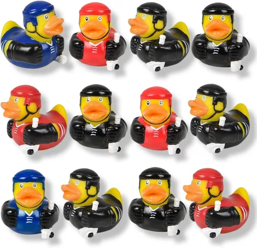 Miniatura 11 de Patos de goma con temática deportiva (2 pulgadas) (paquete de 12) lindos juguetes de piscina para bañera o bañera (fútbol)