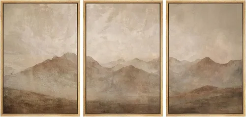 Miniatura 90 de SIGNWIN Lienzo enmarcado para pared, arte con pinceladas de flujo neutro en tonos beige abstractos, ilustraciones, arte moderno, decorativo