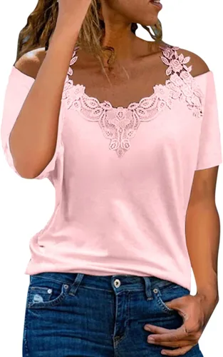 Camiseta de verano de manga corta transparente de malla a rayas para mujer, cuello en V, elegante, casual, color liso, ajuste holgado, blusa tipo