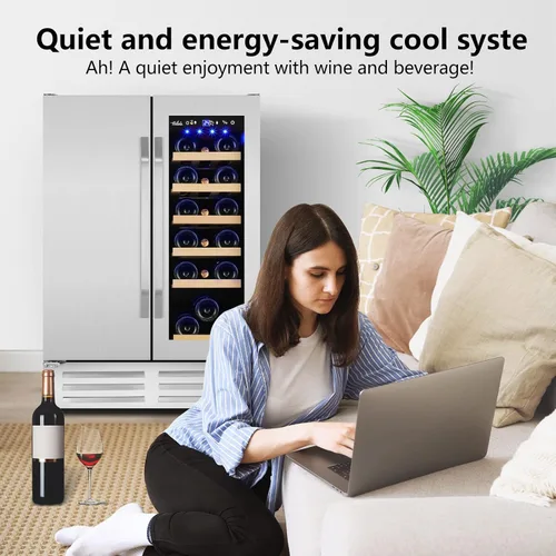 Miniatura 8 de Refrigerador Enfriador de Vinos de 8 Botellas, Refrigerador Pequeño de Vino, Mini Refrigerador de Vino de Encimera con Puerta de Vidrio, Bodegas