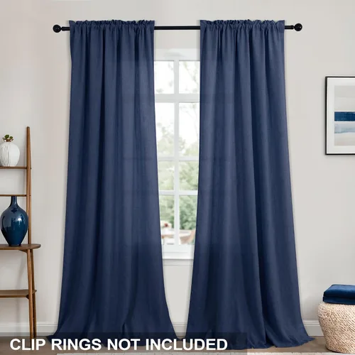 Miniatura 162 de KOUFALL Juego de 2 cortinas de puerta francesa, cortinas de lino para puerta/ventana, cortina transparente boho para cristal lateral delantero