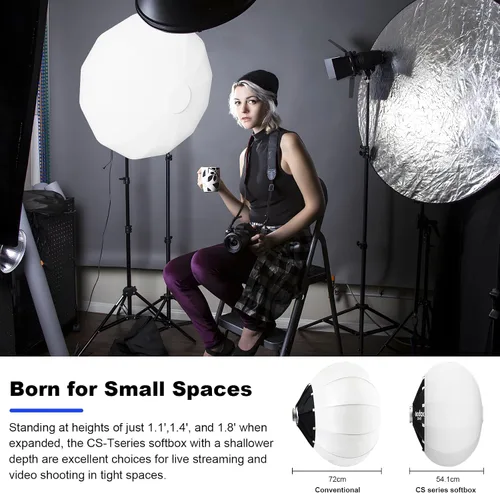 Miniatura 2 de Godox CS-65T - Difusor de luz de linterna de liberación rápida de 26 pulgadas/25.6 in, difusor de luz Bowens Mount Lantern Softbox para Godox LE200