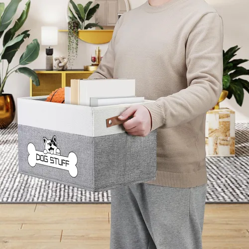 Miniatura 3 de Caja de juguetes plegable para perros, almacenamiento de tela para mascotas, organizador plegable para decoración del hogar con asa, cesta de Café
