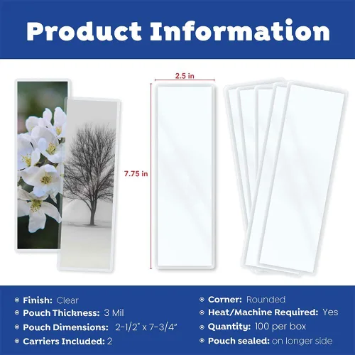 Miniatura 7 de Bolsas de laminación – Marcador tamaño mediano – 2-1/2 pulgadas x 7-3/4 pulgadas – 3 mil de grosor – 100 por caja – Compatible con la mayoría
