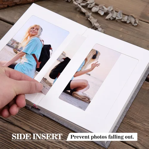 Miniatura 3 de Pssoss Álbum de fotos pequeño de 4 x 6 pulgadas con espacio de escritura con capacidad para 20 fotos, ideal para álbum temático de boda y álbum