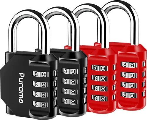Miniatura 48 de Puroma Paquete de 2 Candado de Combinación para Casillero de 4 Dígitos al Aire Libre Impermeable para Escuela, Gimnasio, Deportes, Cerca, Caja