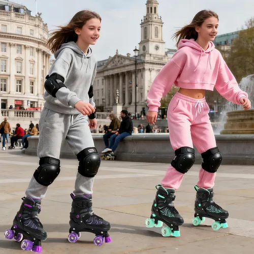 Miniatura 8 de PAPAISON Patines de ruedas para niñas de 8 a 12 años, talla ajustable, patines cuádruples para mujeres jóvenes con ruedas que se iluminan