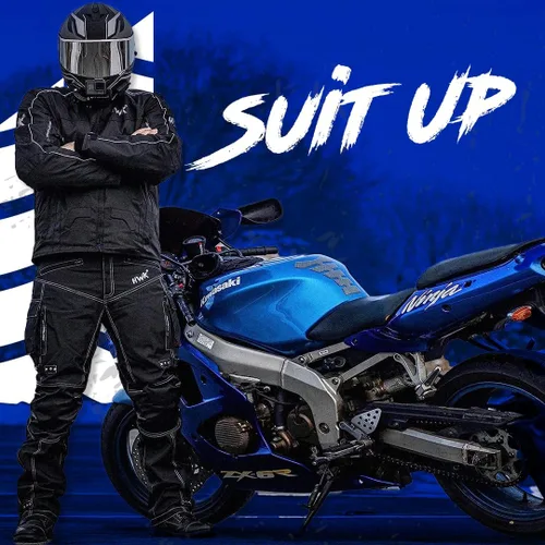 Miniatura 5 de HWK - Pantalones de motocicleta dual sport para hombre con tela de Cordura textil resistente al agua y armadura de protección contra impactos