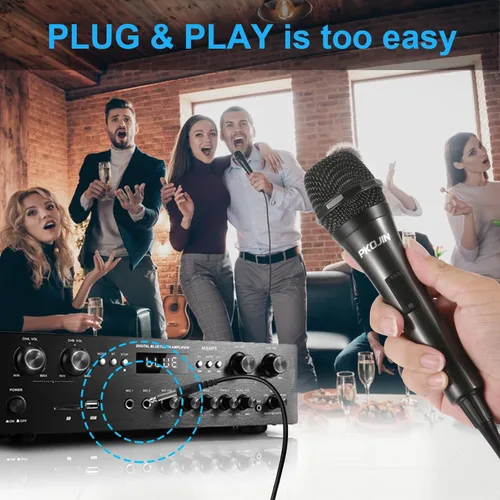 Miniatura 5 de Micrófono de karaoke dinámico para cantar, micrófono vocal con cable para karaoke, micrófono de mano con cable de 10 pies, micrófonos para altavoz