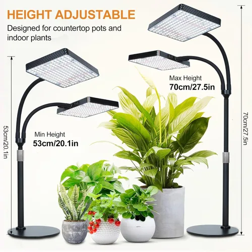 Miniatura 6 de FECiDA Luz de crecimiento de escritorio de 2 cabezales de 50 W, luces de cultivo de mesa para plantas de interior de espectro completo, temporizador