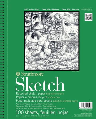 Strathmore Bloc de bocetos de la serie 400, papel reciclado, 3.5 x 5 pulgadas, 100 hojas – Cuaderno de bocetos de artista para dibujo, ilustración,