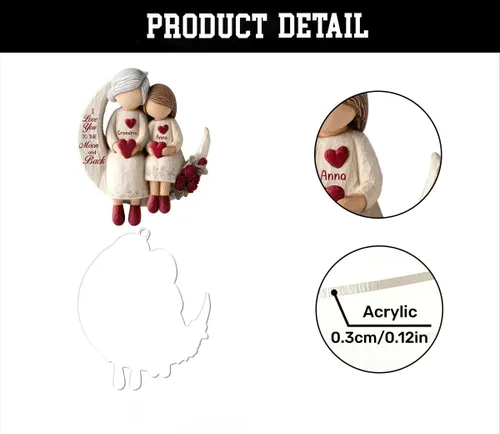 Miniatura 5 de Abuela y Nieto Moon Loves - Adornos Acrílicos Personalizados de 1 Capa - Te Amo Hasta la Luna y de Vuelta - Adorno Adornos Navideños 2025