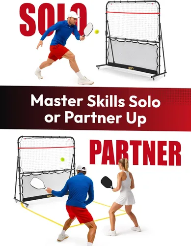 Miniatura 7 de A11N SPORTS Rebotador de pickleball con ángulos ajustables y ruedas de 360° – Rebotador de práctica para frente, atrás, dinks, voleas – Ideal