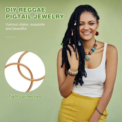 Miniatura 3 de 13 piezas de joyería para el cabello de rastas para mujeres y niñas, accesorios para trenzas, círculos y colgantes, decoraciones de estilo playa