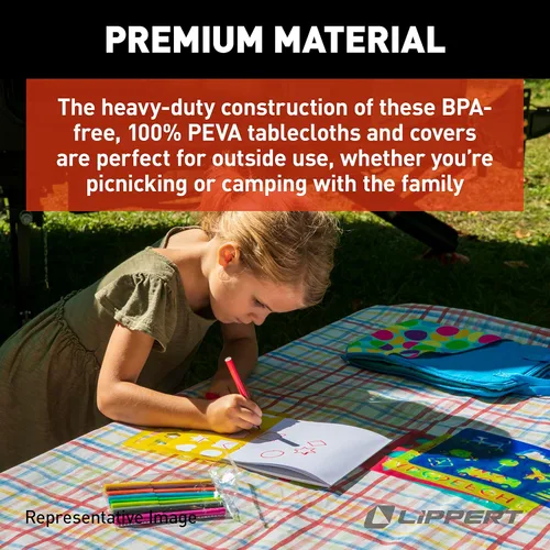 Miniatura 6 de Lippert Juego de manteles de vinilo para camping y picnic con material 100% PEVA, tela impermeable y resistente a las manchas