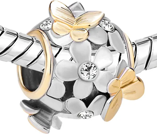 Miniatura 2 de CharmSStory Abalorio de cristal sintético con piedra natal de imitación de mariposa, para pulsera
