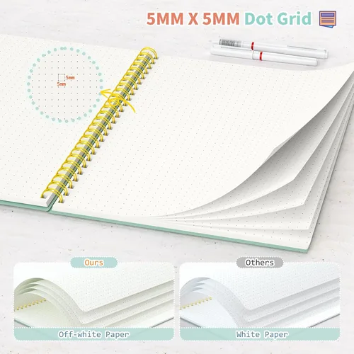Miniatura 3 de Umriox Cuaderno Pequeño en Espiral, Paquete de 4 Cuadernos de Espiral Punteado A5 de 5.9" x 8.3" Papel de Cuadrícula de Puntos 160 Páginas, Cuaderno
