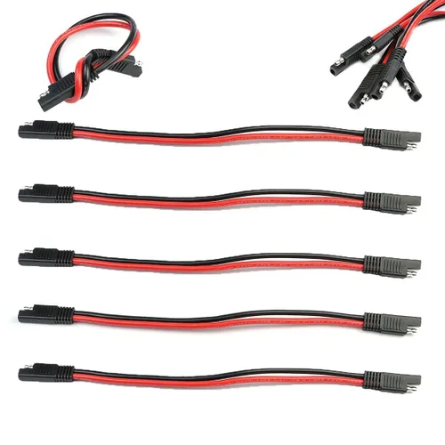 Miniatura 7 de Paquete de 5 arneses de cables de desconexión rápida polarizados de calibre 10 de 2 pines, conector SAE, cable de conexión tipo bala