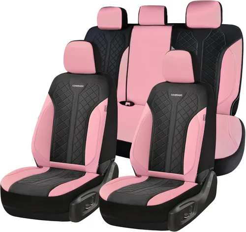 Miniatura 27 de Coverado Fundas de asiento delantero, fundas de asiento beige, 2 asientos, protectores de cuero para automóvil, paquete de 2, fundas de asiento