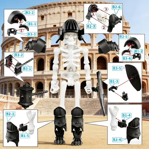Miniatura 5 de Juego de 6 Figuras de Acción T13, Esqueleto de Juguete de Acción Mini Esqueletos para Decoraciones de Halloween Maniquí 13, Titán 13, Juguete