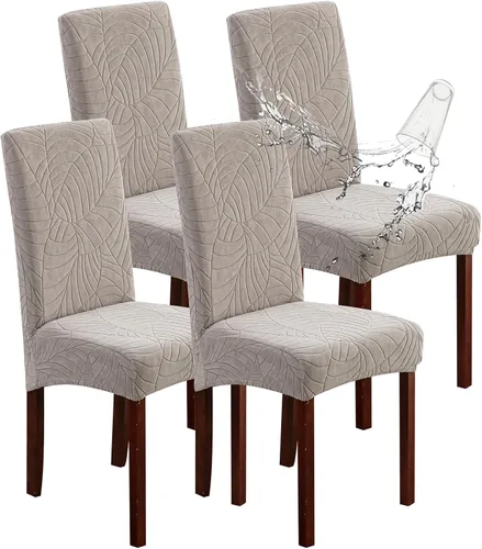 Miniatura 60 de Genina Fundas impermeables para sillas de comedor, fundas elásticas de jacquard para sillas de comedor, extraíbles y lavables, protector de silla
