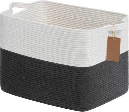 Miniatura 33 de Goodpick Cesta de Almacenamiento Negra para Estantes, Cestas Tejidas para Almacenamiento, Cestas de Almacenamiento de Juguetes para Niños, Cesta
