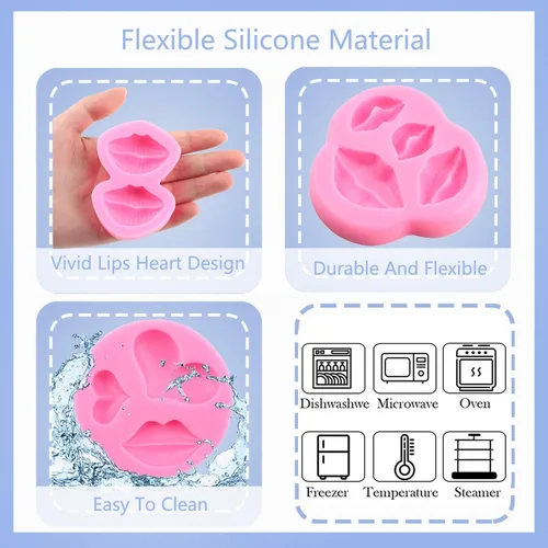 Miniatura 3 de Moldes de silicona para labios para fondant, colección de besos de labios, moldes de fondant para el día de San Valentín, para decoración