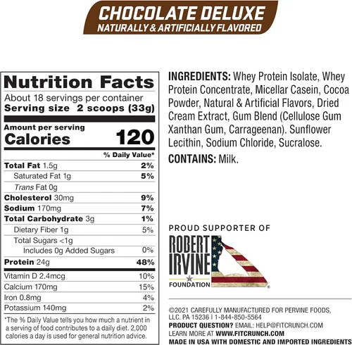 Miniatura 2 de Fitcrunch Mezcla triple de proteínas Diseñado por Robert Irvine Con tecnología Mixability, libre de gluten, soya y sin OMG, Chocolate, 1