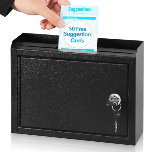 Miniatura 9 de Kyodoled Caja de Sugerencias, Buzón con Cerradura, Caja para Llaves, Buzón de Correo Montado en la Pared, Caja de Seguridad con Cerradura, Urna Azul