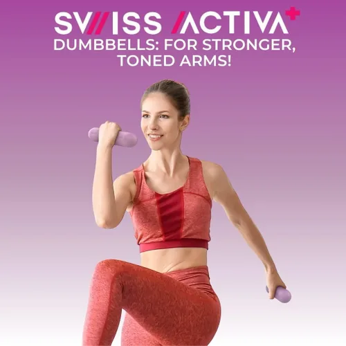 Miniatura 7 de Swiss Activa+ Juego de 2 mancuernas de alta calidad, pesas de 3 libras para mujer, pesas para mujeres en casa, pesas pequeñas para yoga