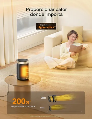 Miniatura 4 de Dreo Calentador de Espacio, Calentadores Eléctricos Portátiles para Uso Interior con Termostato y Control Remoto, Actualizado 2024, Pantalla Dorado