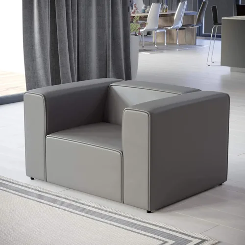 Miniatura 14 de Modway Mingle Sofá seccional de cuero vegano Silla con brazo izquierdo en gris