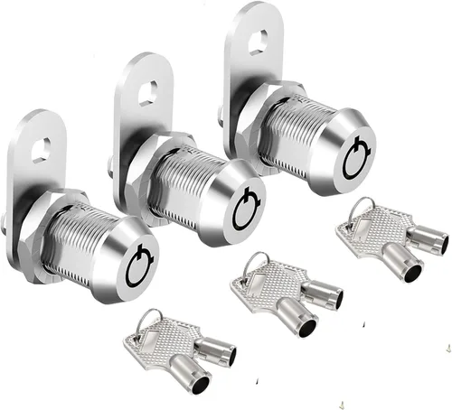 Miniatura 12 de Paquete de 1 cerradura de gabinete con llaves, cerraduras tubulares de leva de 5/8 pulgadas con llave similar, cerradura de RV para armarios de Negro