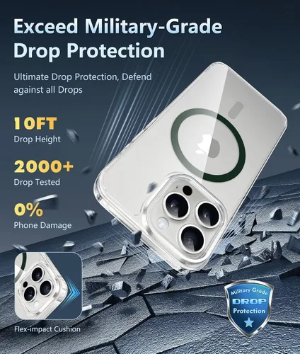 Miniatura 567 de FNTCASE Funda para iPhone 13 Pro-Max: Fundas magnéticas transparentes compatibles con Magsafe Slim anti amarillamiento protección contra caídas