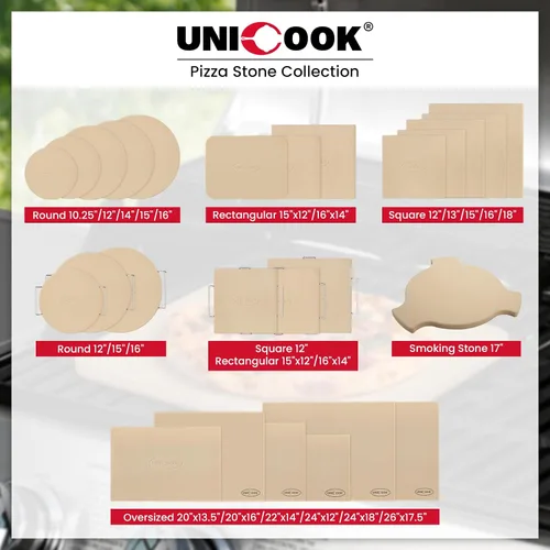 Miniatura 7 de Unicook Piedra grande para pizza para horno y parrilla, piedra de hornear resistente para pan, bandeja de pizza de cordierita resistente a