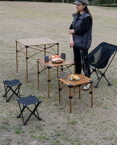 Miniatura 6 de iClimb Mesa ligera y estable de aluminio plegable cuadrada con parte superior enrollable y bolsa de transporte para acampar, picnic, patios