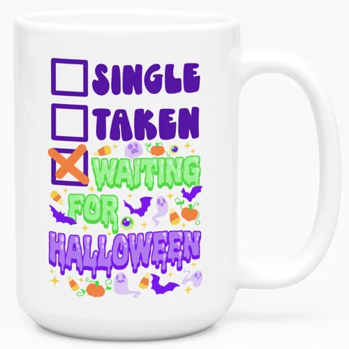 Miniatura 182 de LookHUMAN Taza de Café de Halloween – Halloween Is Meowgical Tazas, Taza de Café Espeluznante Idea de Regalos de Taza, 15 Onzas 10-Blanco
