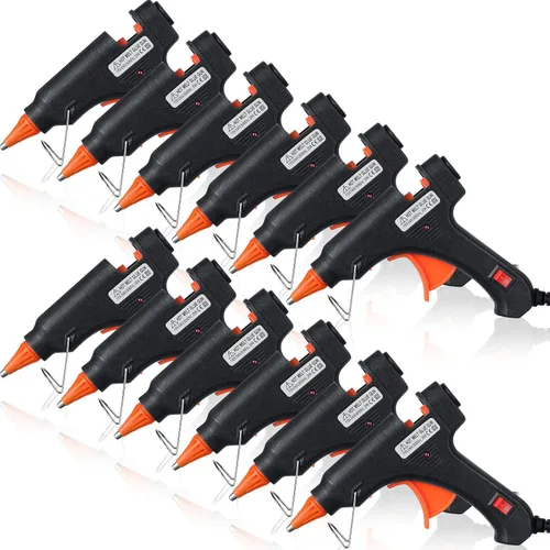 Zhengmy 12 piezas mini pistolas de pegamento para manualidades, pistolas termofusibles, pegamento a baja temperatura con protección contra Negro