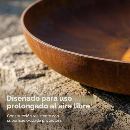 Miniatura 4 de KOL Fogata para quemar leña en el exterior, cuenco redondo de 27.5 pulgadas para exteriores y patio, hoguera de acero resistente, acabado oxidado